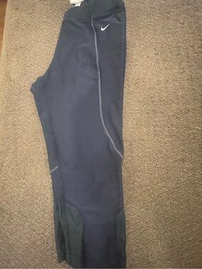 Nike Women's Navy Sweatpants with White Stitching